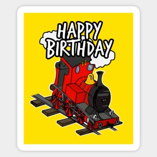 Birthday Train Steam Locomotive Railway Model Railroad (Red) Sticker